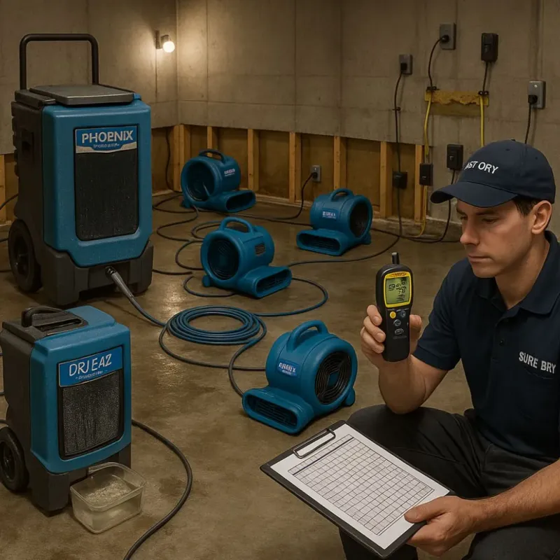 Structural Drying and Dehumidification process in Cleveland, TX